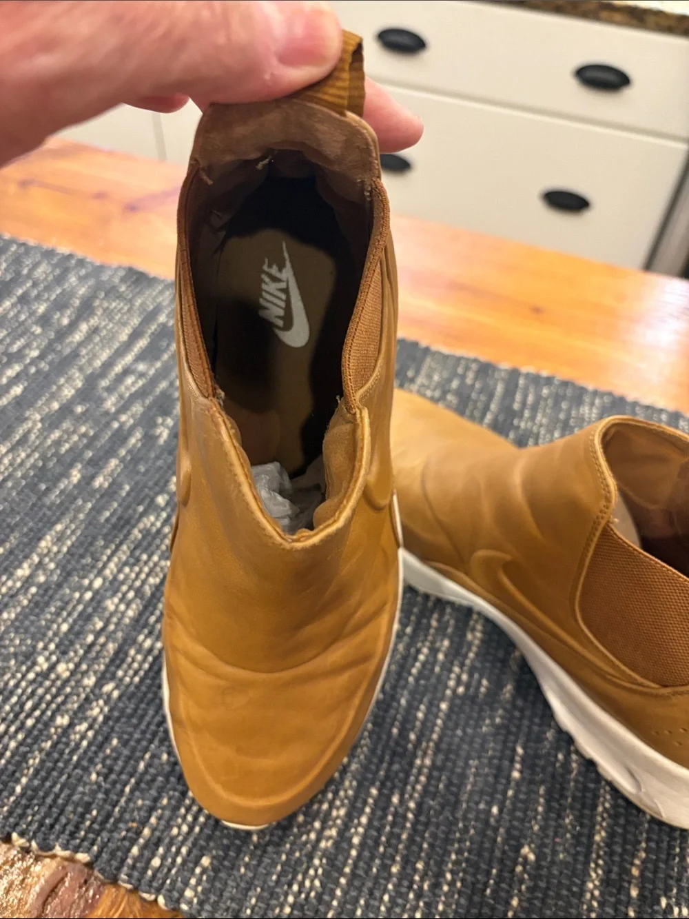 Nike Women’s Tan Leather Chukka Boots with White Sole